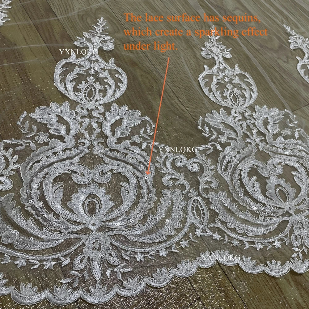 4m Luxus ein schicht igen Hochzeits schleier Kathedrale Schleier Tüll Braut schleier mit Kamm Elfenbein weißen Schleier Hochzeit Zubehör Veu Velo Noiva – Detail 7