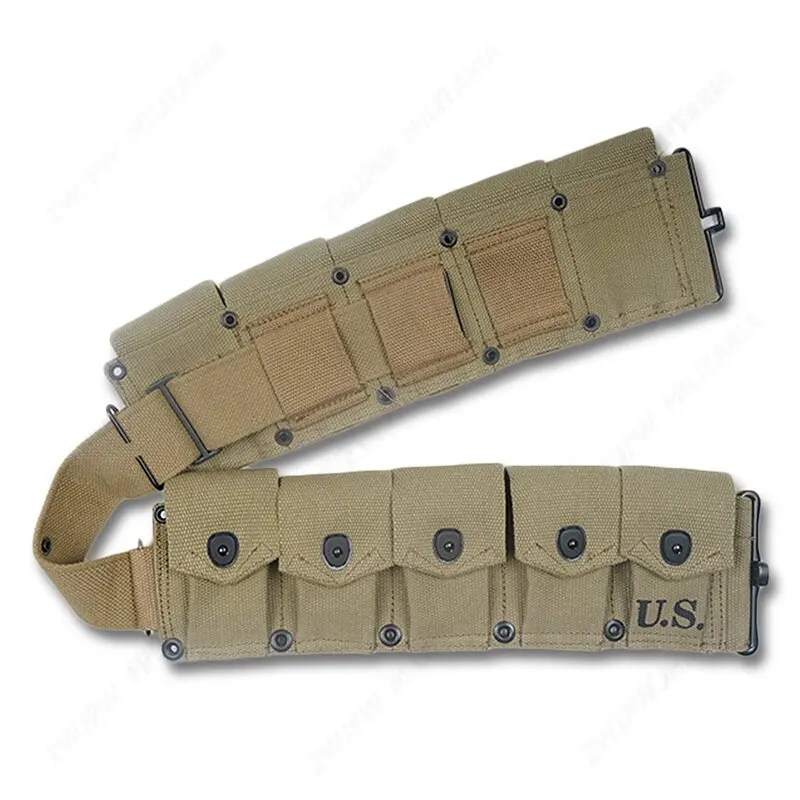 WW2 US A RMY M1 CANVAS GARAND TEN CELL POUCH KHAKI HIGHT QUALITY