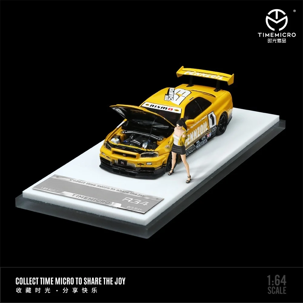 TIME Micro 1/64 ニッサン 日産 スカイライン GTR R34 Time Micro 1/64 White Nissan Skyline GT-R R34 With Figure