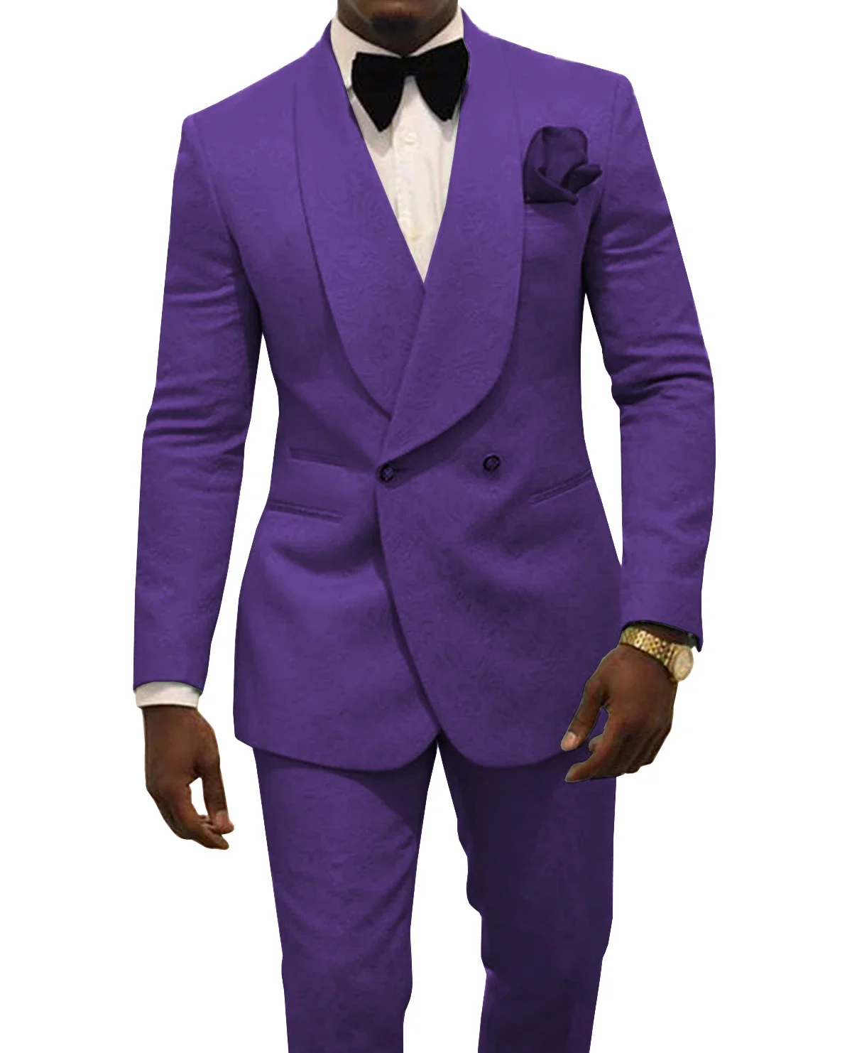Men Suits Black Double Breasted Slim Jacquard Prom Dress Party Travel Blazer + Pants 4XL 5XL