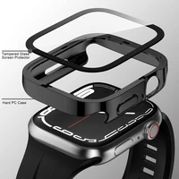 Verre + coque pour Apple Watch, protection d'écran pour iWatch série Ultra 11 10 9 8 7 SE2/3, 44mm 45mm 46mm 41 42 49 40 mm 3