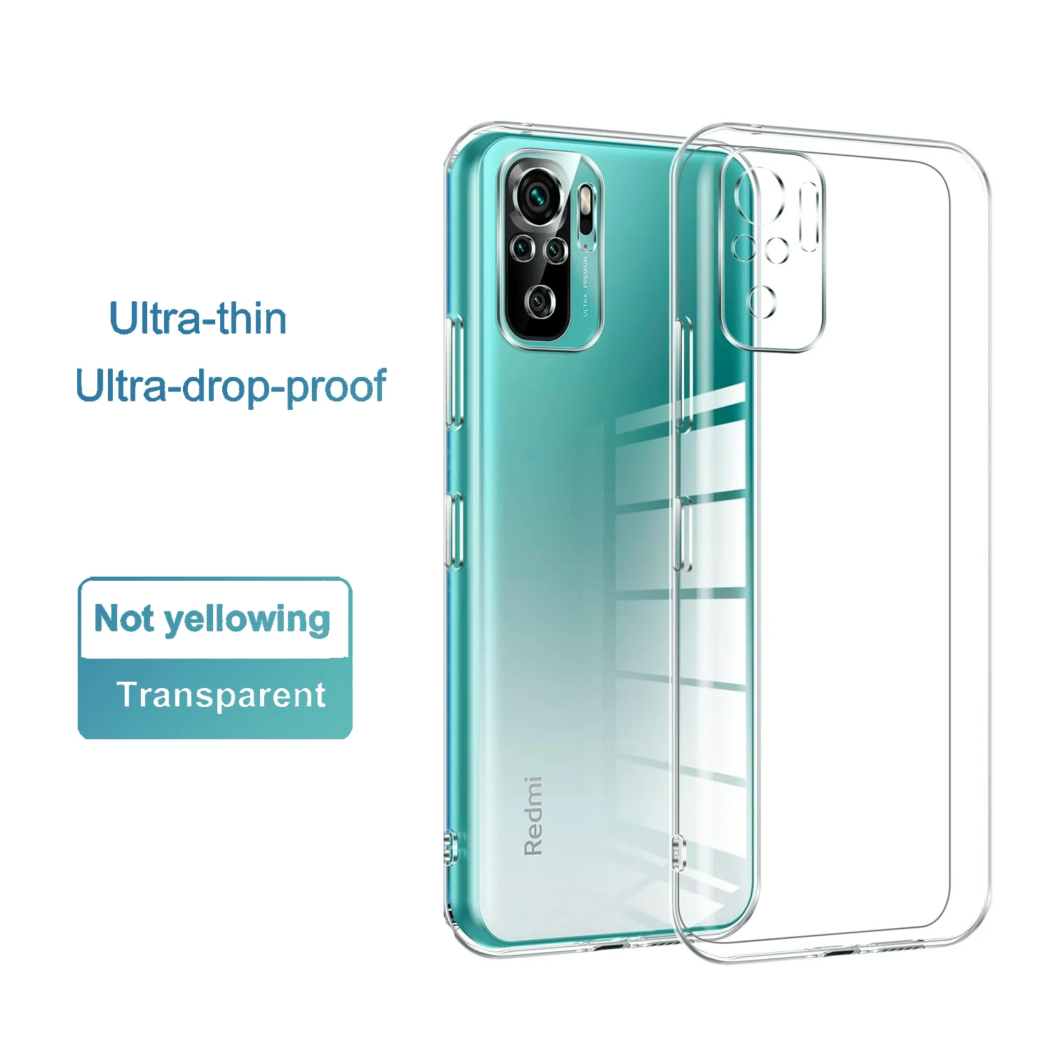 Coque Transparente Ultra Mince Pour Xiaomi Redmi Note 10, 11, 12, 13 S, T Pro Plus, Silicone Transparent, Antichoc, Tpu, Mince, Souple