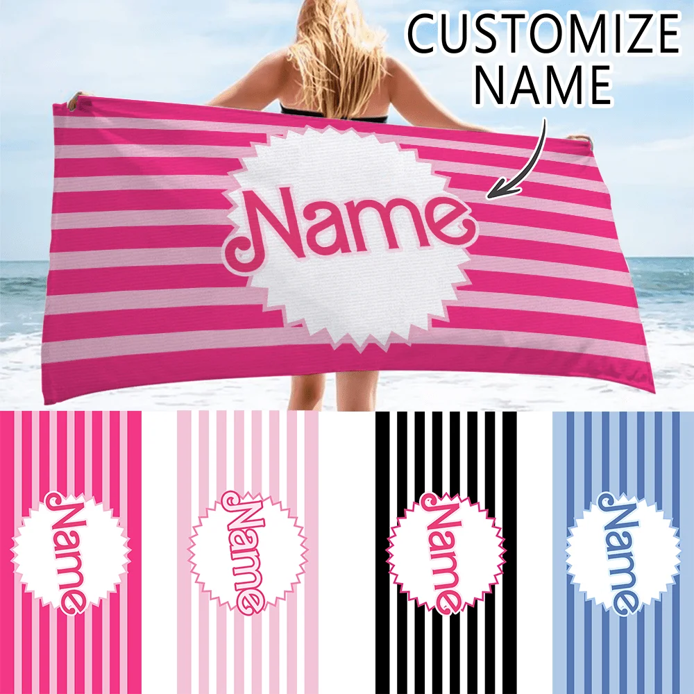Serviette de plage personnalisée avec nom, serviette de plage en microfibre personnalisée, Anti-sable, été, bord de mer, serviette de bain Super absorbante