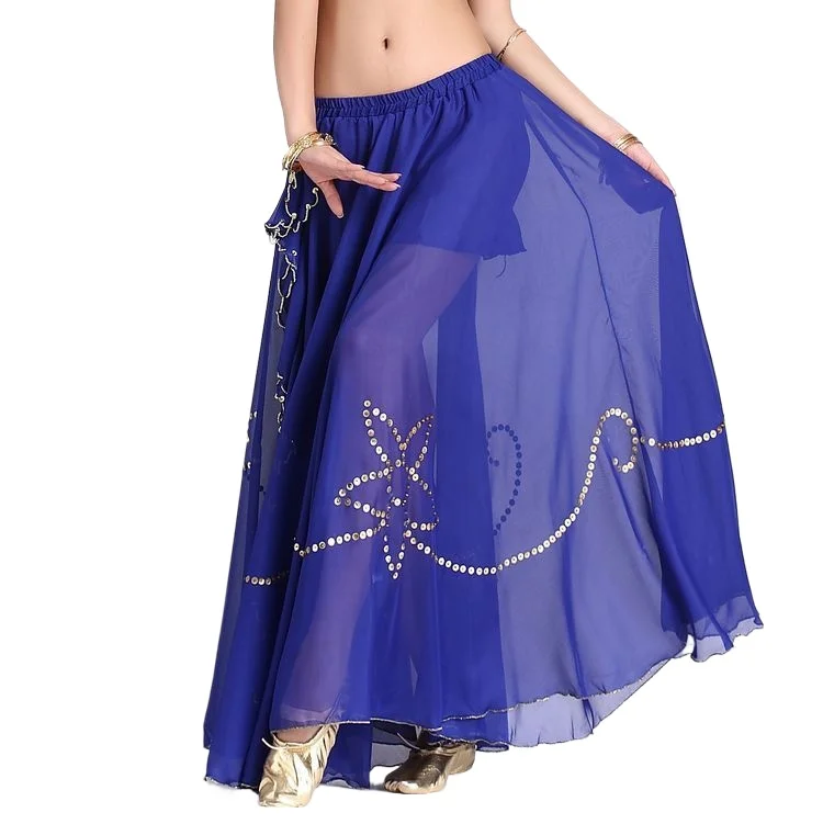 

Женский костюм для танца живота, юбка рыбий хвост с разрезом сбоку, шифоновая плиссированная юбка