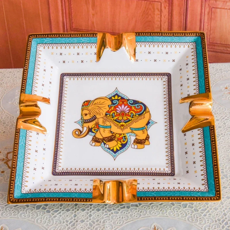 Ceramic Cigar Ashtray Cigar Pattern European Business Decoration Luxury Home Table Desk Accessories Handmade Ashtray