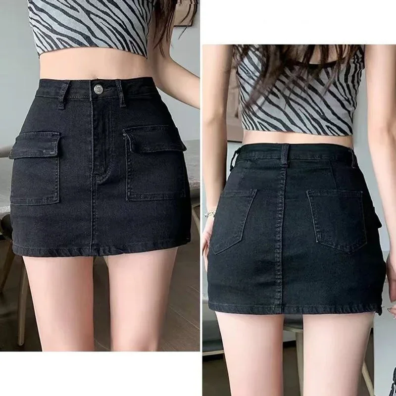 

Tight High Waist Denim Skirt Women 2024 Summer Wrap Hip Mini Skirts Woman Sexy Side Split Slim Short Jean Skirt Ladies