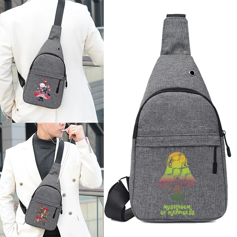 

Casual Crossbody Chest Bag Shoulder Men's Bag Pouch Travel Sport Waist Pack for Men Mushroom Pattern Print Multifunction Chest