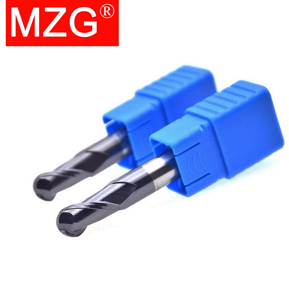 Milling Cutter MZG 2 Flute HRC45 Ball Nose End Mill 1 2 4 8 mm Shank CNC Router Carving Bit Wood Carbide Spiral Milling Cutter for Woodworking