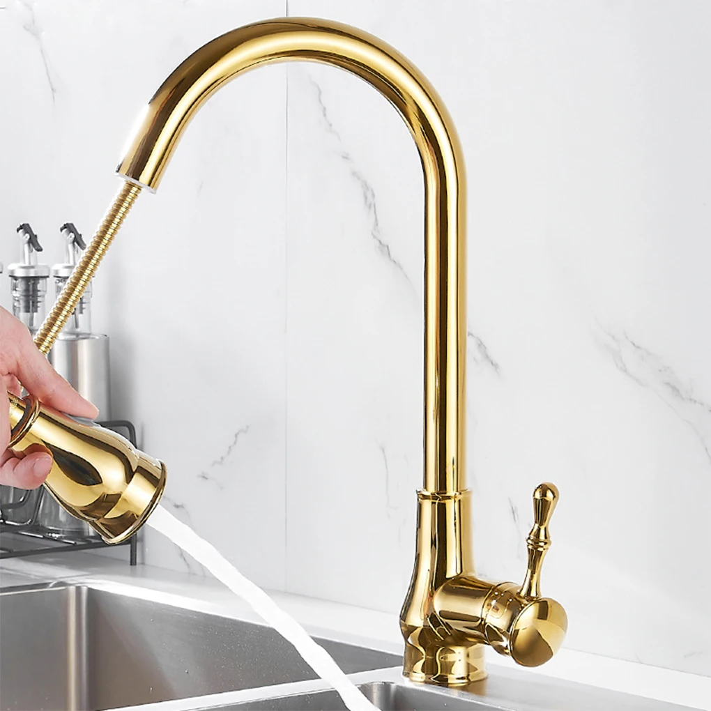 

Kitchen Faucet Swivel Water Tap Mixer Stainless Steel Mounted Household