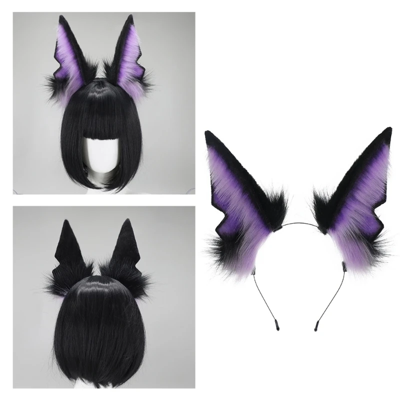 Girls Animal Wolf Cat Ears Plush Hair Hoop Female Anime Hairband Lovely Long Fur Party Headdress Anime Cosplay Hair Accessories