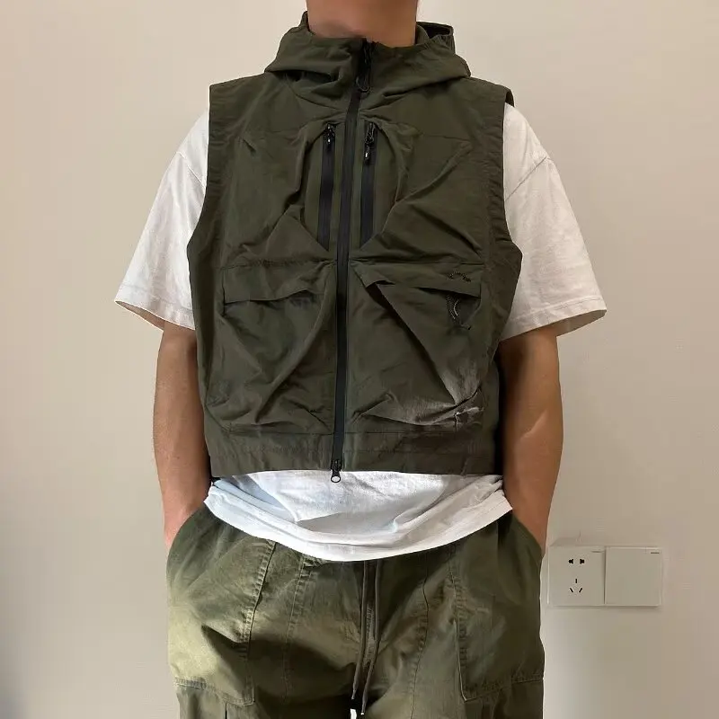 Japanische neue Outdoor-Berg funktionelle Ladeweste wasserdicht Angeln mehrere Taschen kurze Weste Herren Halbkörper Ins Trend – Detail 2