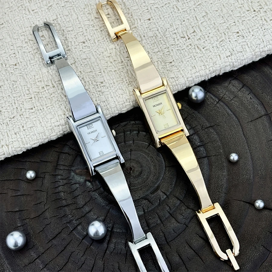 Elegant Rectangular Bracelet Watch for Women with Curved Strap: A Timeless Accessory - 3