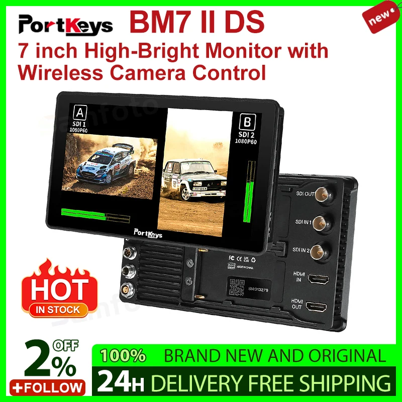 ! Portkeys BM7 II DS Monitor Dslr WiFi Bluetooth Wired Control BMPCC KOMODO for SONY DSMC2 DSMC3 2000nit 7 Inch Portable Monitor