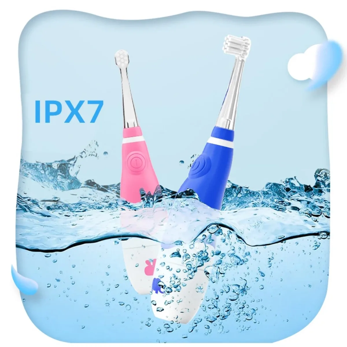Seago Children Toothbrush 1PC 1 Handle 3 Heads Sonic Electric for Kid LED Light Mini Head and Big Handle