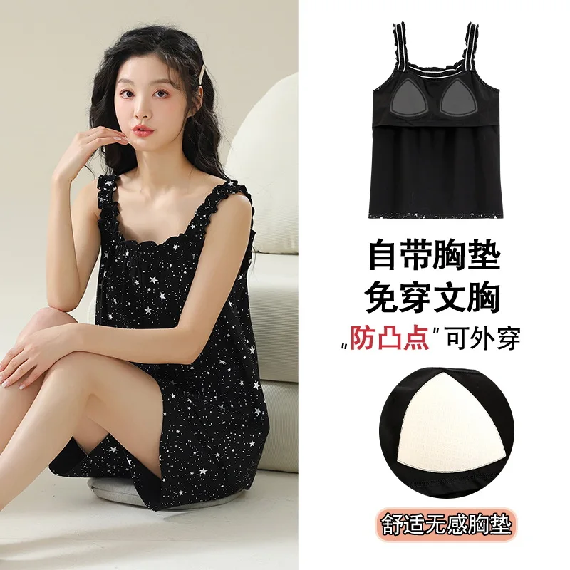 

Korean Fashion Cotton Sleeveless Nightwear for Young Girl Cartoon Sweet Pajamas Set Shorts Homewear for Summer Mujer Pijamas