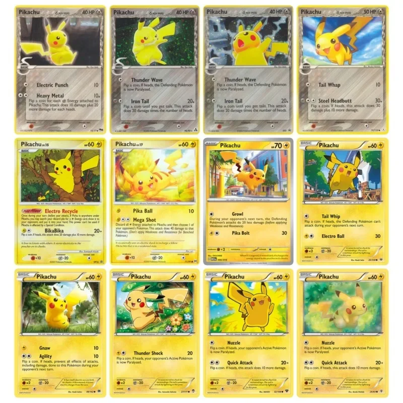 

Pokémon Qikachu English Version Animation Characters Self Made Flashcards Anime Classics Game Collection Cards Toy Gift