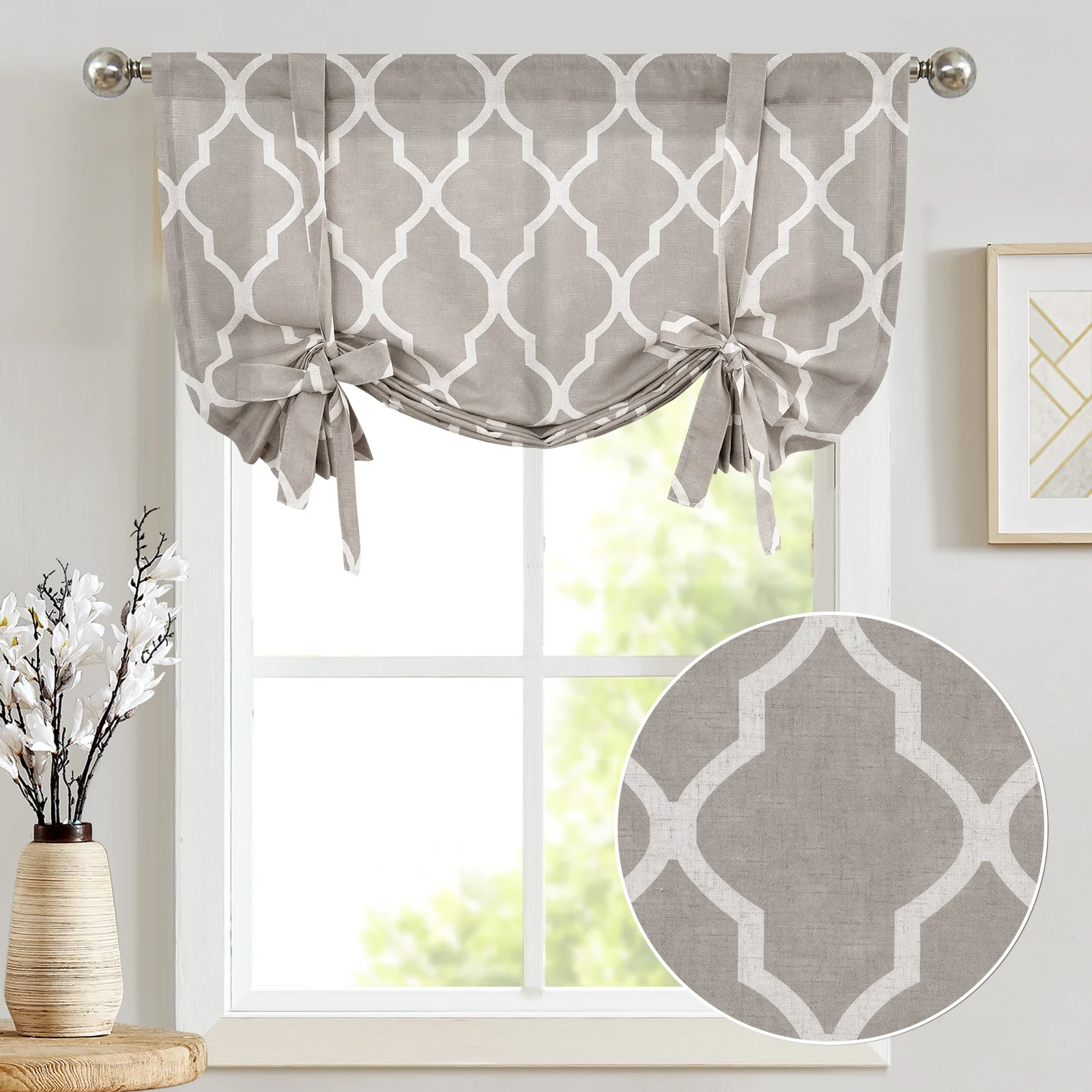 Tie Up Valance Curtain Adjustable Shade Light Filtering tie valance curtain
