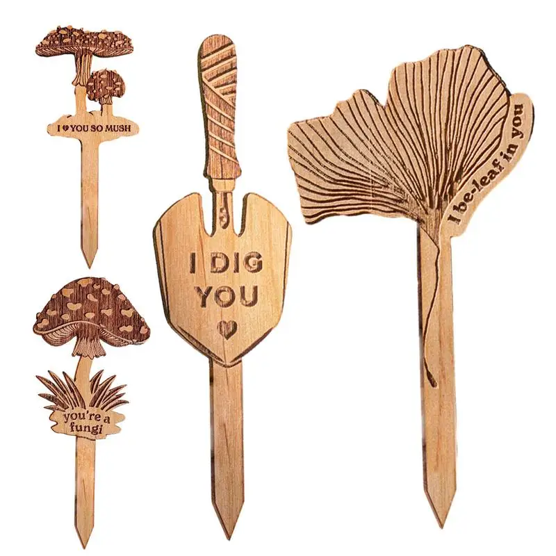 

mashroom shape Garden Plant Tags Wood Art Crafts Plug-in Wooden Tags with Special Words for Potted Plants Vegetables and Flower