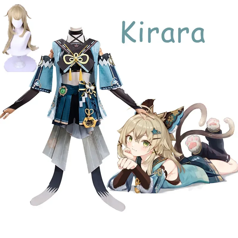 

anime GAME Genshin Impact Kirara Cosplay Wig Ear Tail set Cat Halloween Costume Cute Dress Uniform for Women