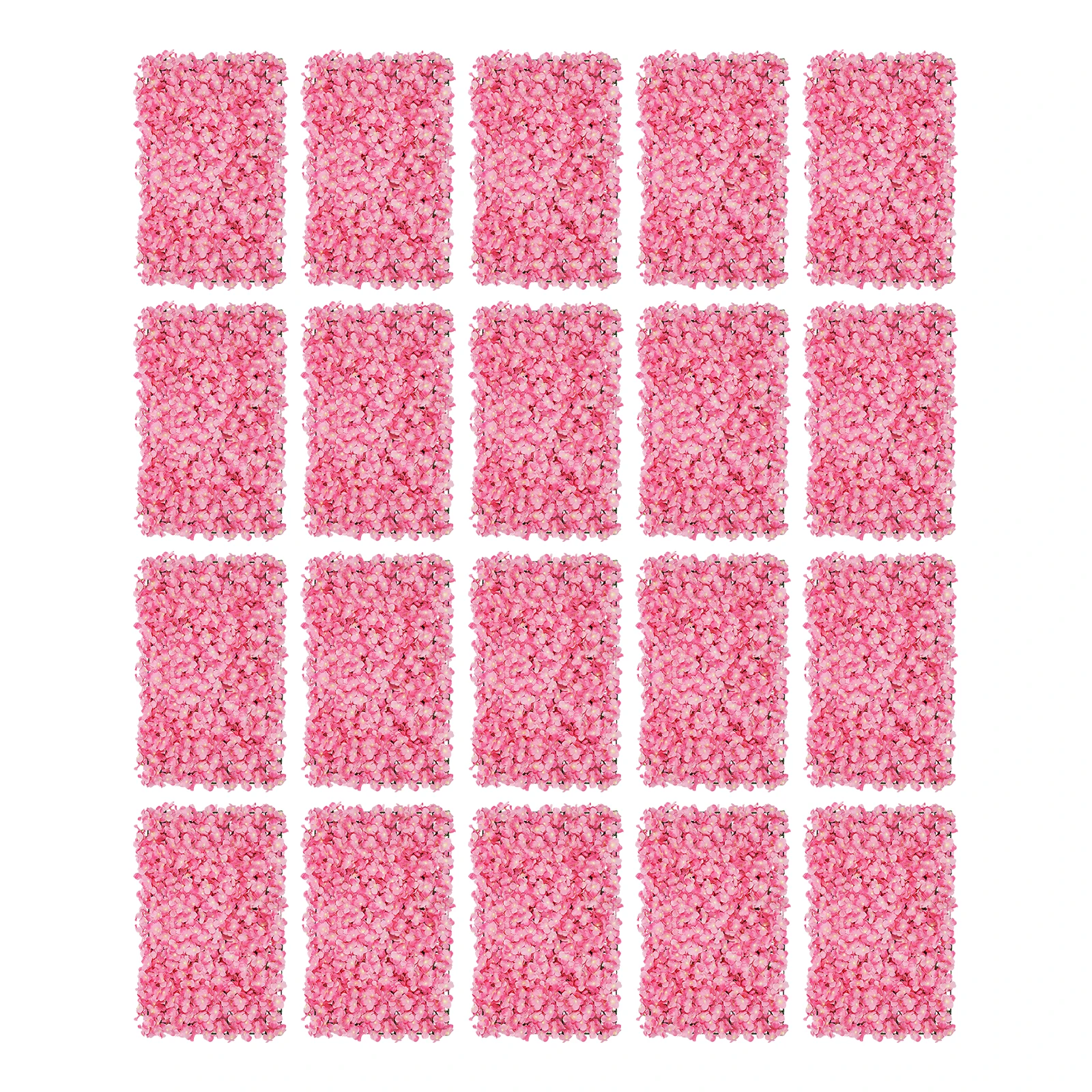 20 Pack 24''x16'' Artificial Flower Wall Panel Pink Flower Wall Panels Artificial Mat Silk Rose Panels