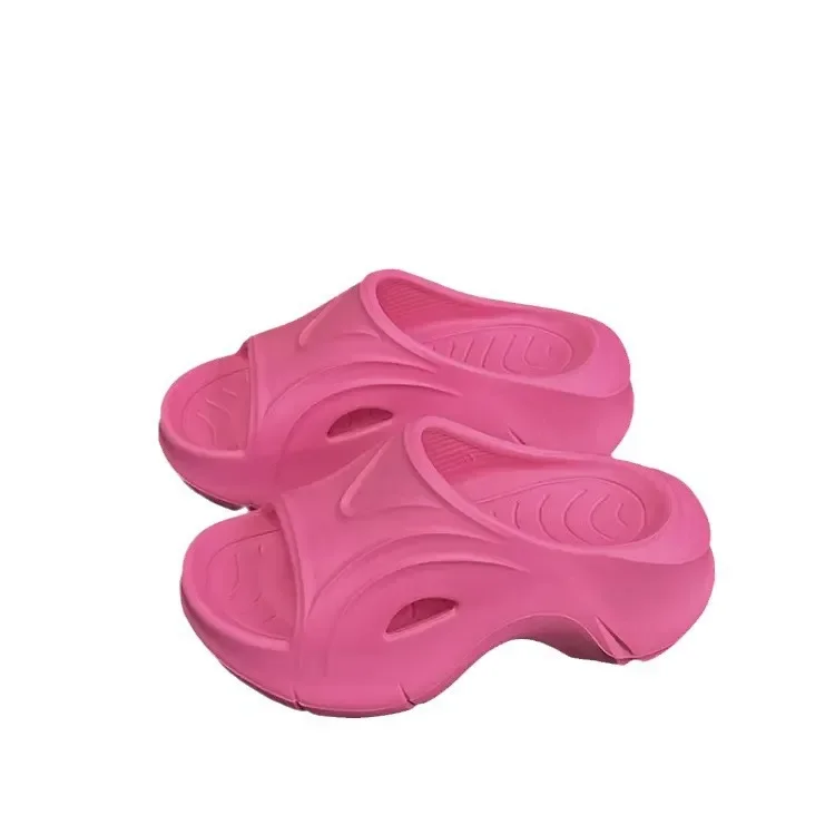 2024 Anti-slip Women's Summer Slippers Outer Wear New Style Step-in Feeling Increased High 7cm Beach Casual Thick Bottomed Shoes 5
