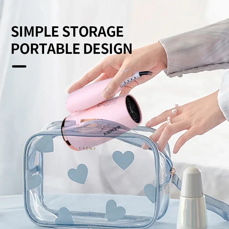 Kemei KM-6837 simple foldable household color portable hair dryer, negative ion constant temperature hair care hair dryer 4