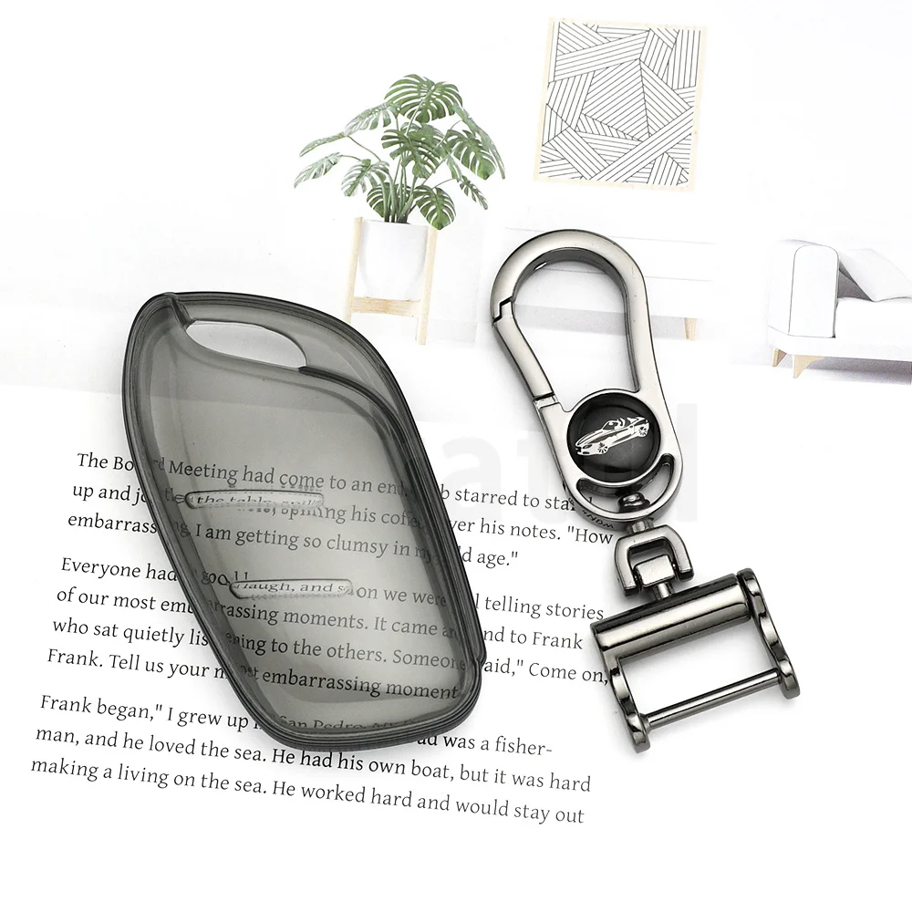 Black Transparent TPU Auto Shell Fob Key Cover Case