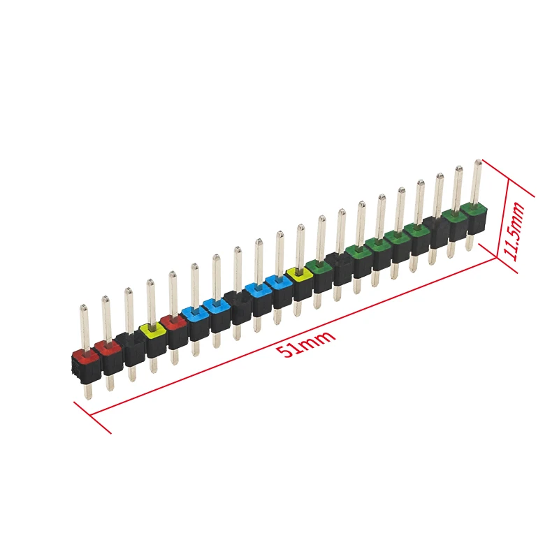 2PCS Raspberry Pi PICO 20 Pin GPIO Header Colorful Mark Prevent Wrong Plug 2.54m