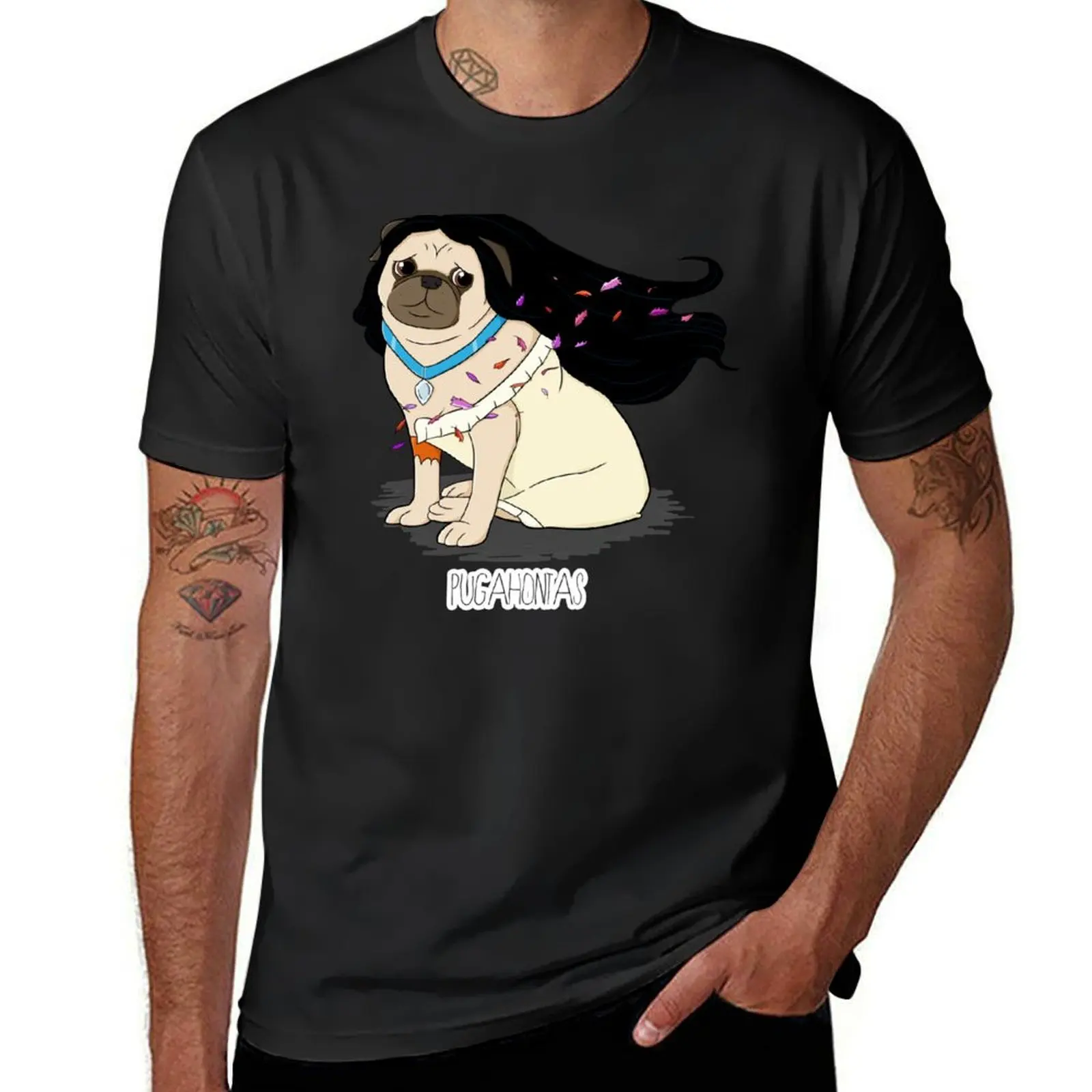 

Pugahontas T-Shirt anime vintage slim fit t shirts for men