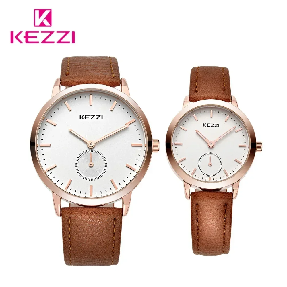 

KEZZI Brand Leather Men Sport Watches Simple Women Quartz Watch Lovers Couple Wristwatches Relogio Masculino With Box