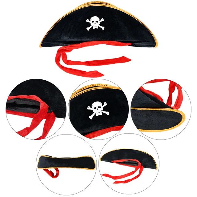 Set Accessori Pirata - Bandana, Cintura, Benda Occhio E Cappello, Per Costumi E Feste A Tema