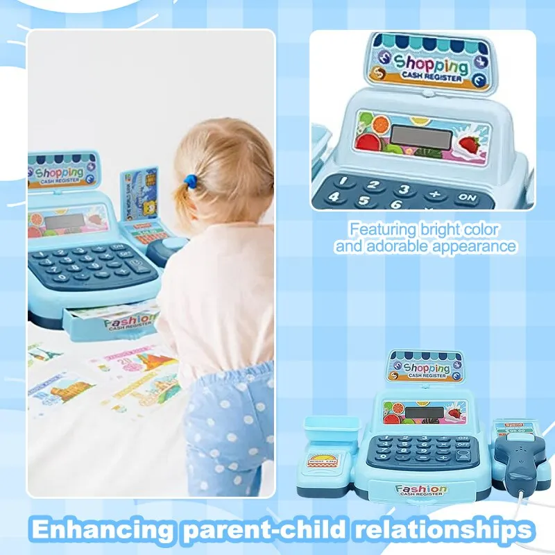 Simulation Supermarket Cash Register Toy Children Play House Toys Mini Convenience Store Cashier Electric Pretend Play Kid Gifts 4