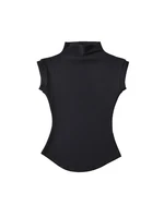 Women Summer Sexy Turtleneck Sleeveless T-Shirts Tops Solid Slim Fit Pullovers Causal Tees Shirts Female Streetwear Basics Tees 2