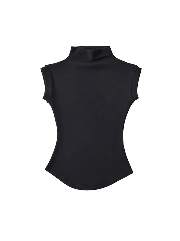 Women Sexy Turtleneck Sleeveless T-Shirts Tops Solid Slim Fit Pullovers...