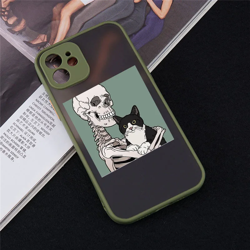 Black Skeleton Pattern Silicone Phone Case with Durable Back Cover