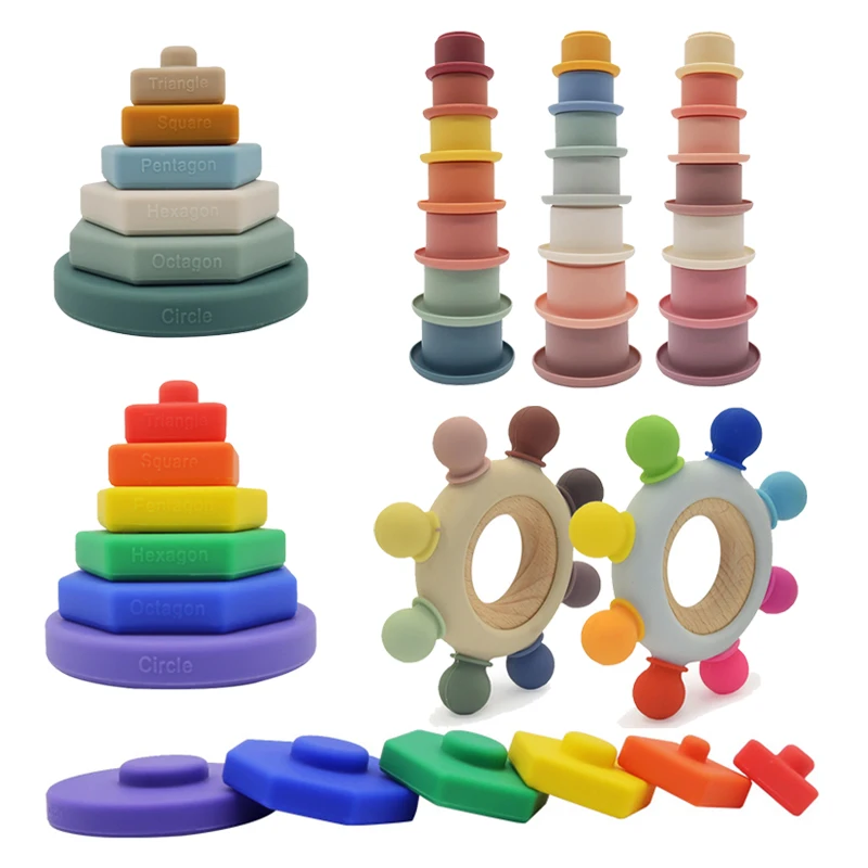 Baby Soft Silicone Stacking Cup Montessori Educational Toy Gutta Percha