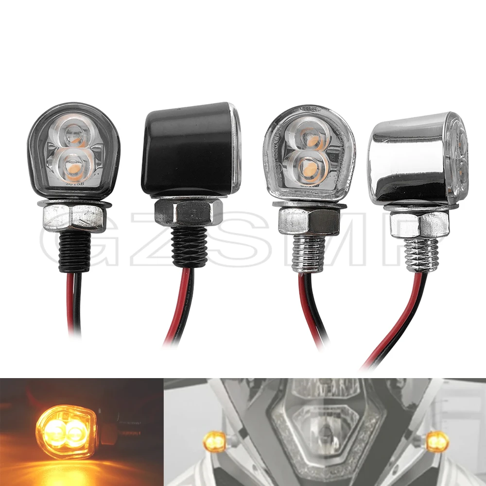 

M8 Mini Aluminium Motorcycle Turn Signal Light fit For Cafe Racer Bobber Honda 12V Amber LED Signals Blinker Winker Lamp