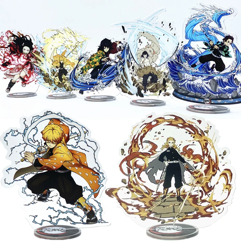 

Anime Demon Slayer Kamado Tanjirou Agatsuma Zenitsu Standing Figure Acrylic Character Stand Ornaments Model Plate