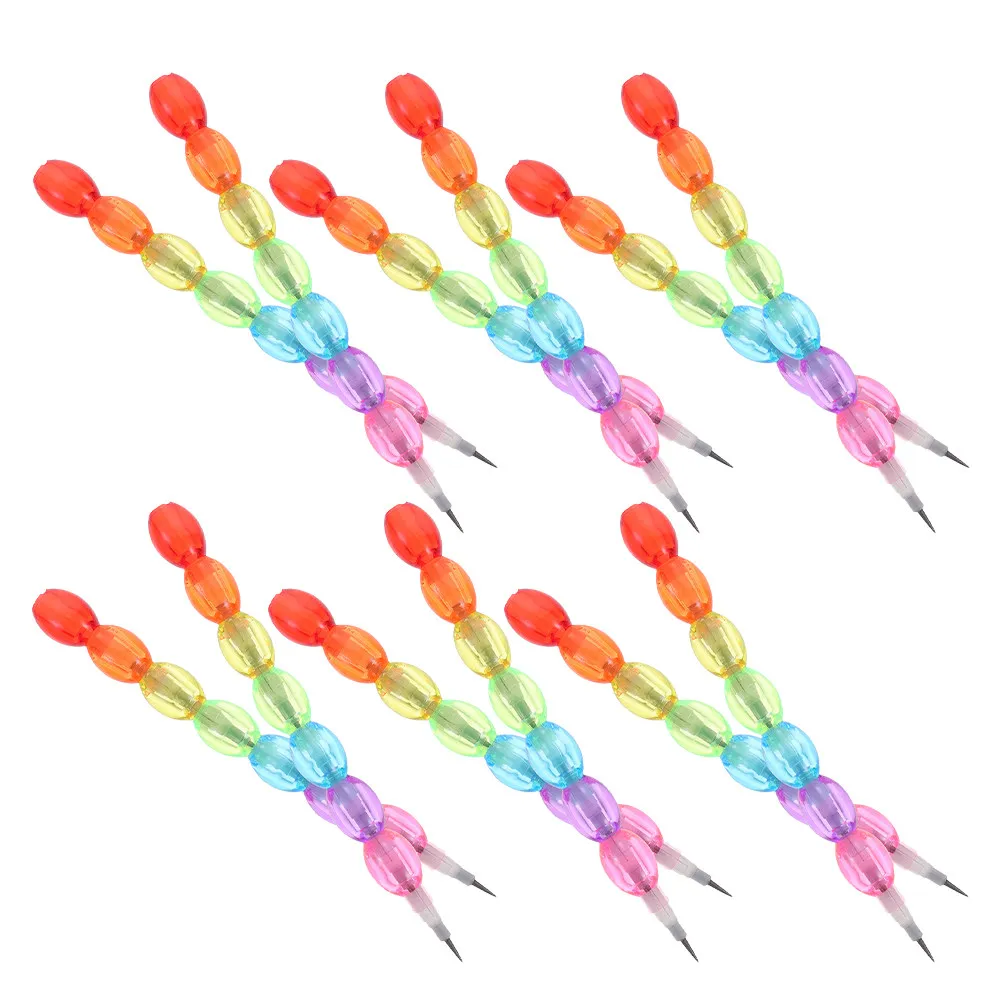 12Pcs 쌓을 수 있는 색연필 학생들을 위한 귀여운 창의적인 연필 쓰기 그림 그리기 숙제 학교 파티 선물 세트