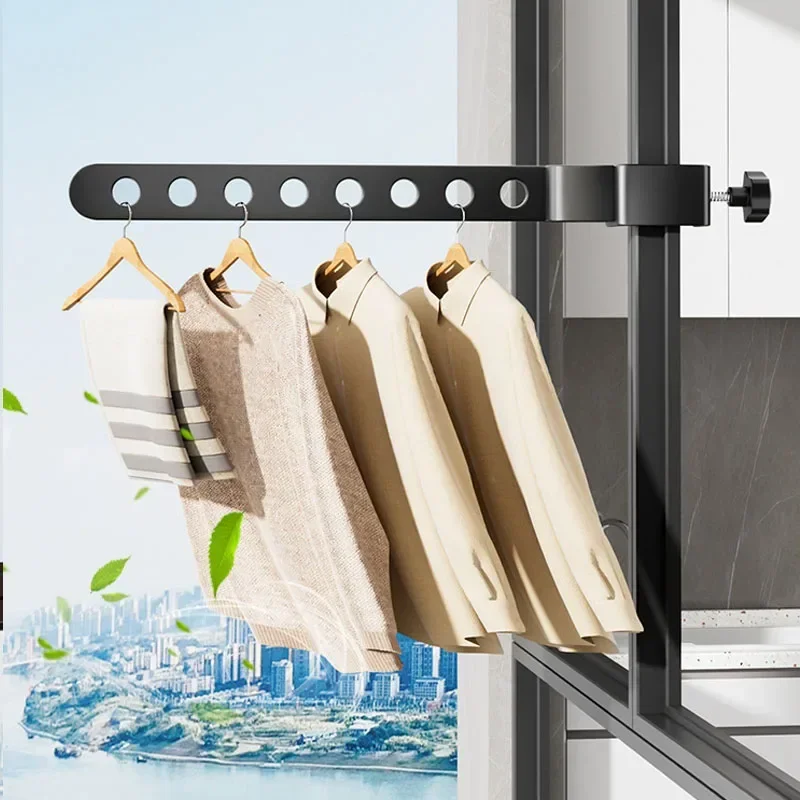 Foldable Rotatable Clothes Drying Rack Clothes Hangers Wall Mounted Hanger SpaceSaving Aluminum Organization