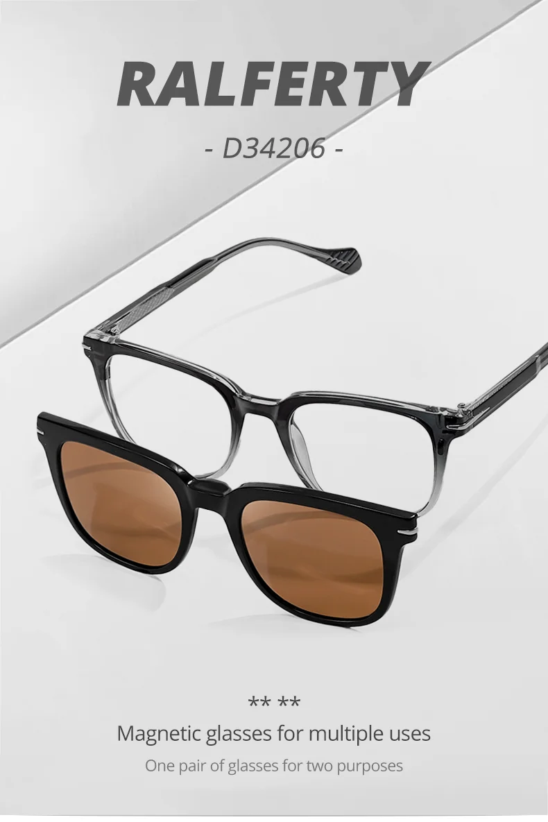 Clip-on-Brille, magnetische Sonnenbrille für Herren, klassischer quadratischer Brillenrahmen, Damen, Unisex, Computer- und Fahrerbrille, optischer Rahmen – Detail 1