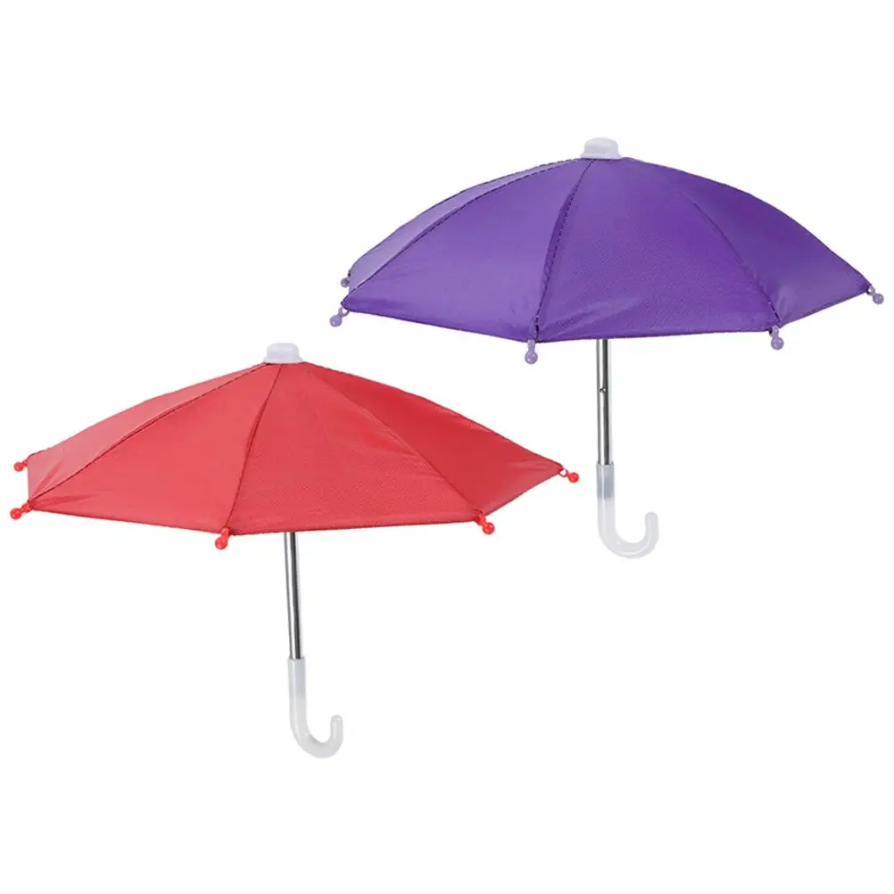 2 Pcs Cycling Phone Umbrella Riding Small outside Sun Shade Lightweight Waterproof Mini Toy DIY Art Craft
