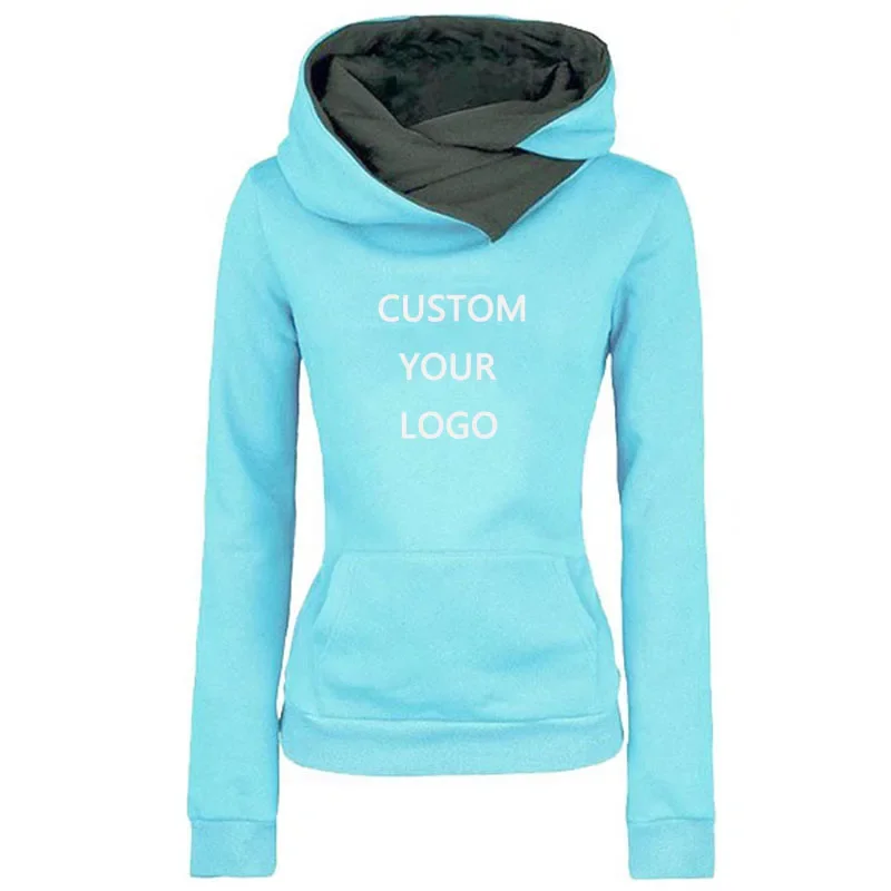 Custom Logo Women\'s Hoodies Brand Spring Autumn Hooded Pullover Pocket Fashion Casual Streetwear Printed Female Sweatshirt