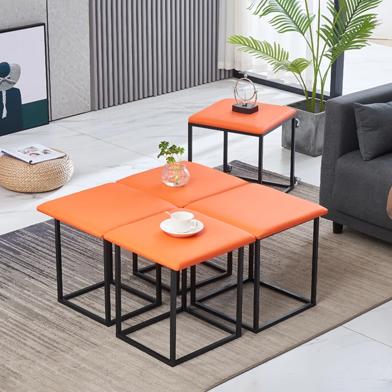 Nordic 5 in 1 Sofa Soft Stool, Creative Home, Rubik's Cube Combination, Folding Stool, Multifunctional Living Room Furniture