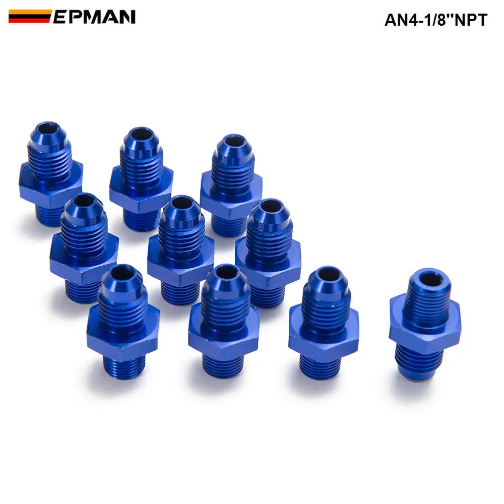 10PCS/LOT AN-4 AN4 flare to 1/8 NPT straight male oil cooler fuel oil hose fitting adapter AN4-1/8"NPT