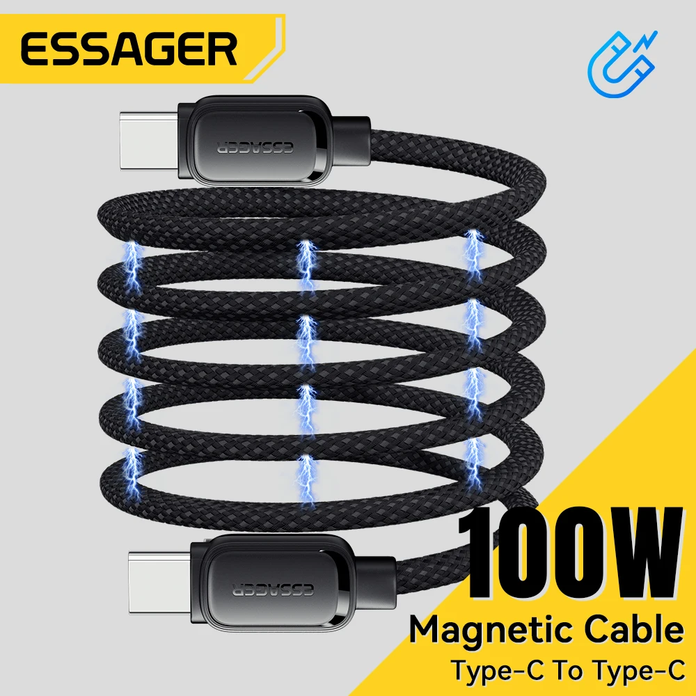 

Essager 100w Magnetic Retractable Fast Charging Data Cable Type C To C Charging for iPhone 15 14 USB C To C for MacBook Samsung