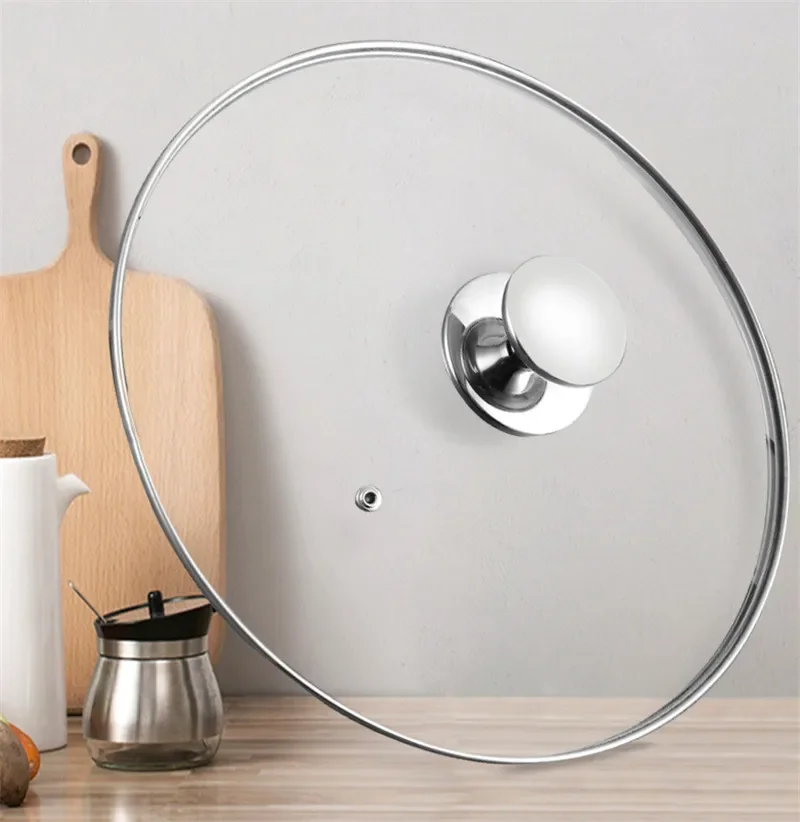 Premium Glass and Stainless Steel Frying Pan Lid with Heat-Resistant Handle