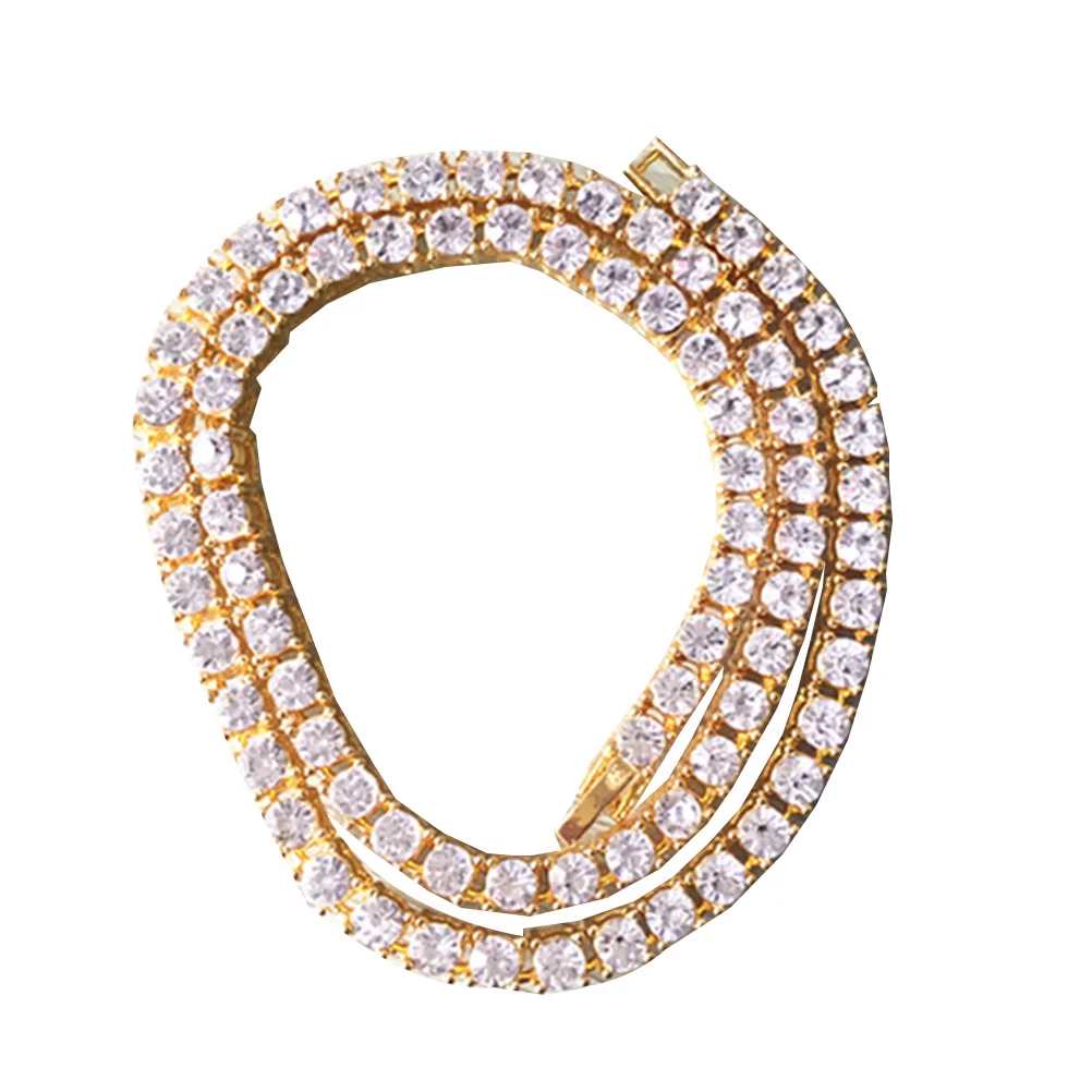 

50cm Hip Hop Chain Rhinestones Necklace 1 Row Necklace Accessories for Men Boy Birthday Party Gifts Decoration ( )