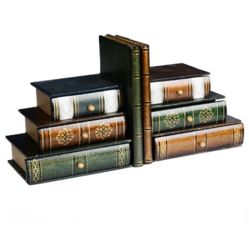 Vintage Faux Bookends Decorative Home Office Storage Organizer Box Home Organization and Storage