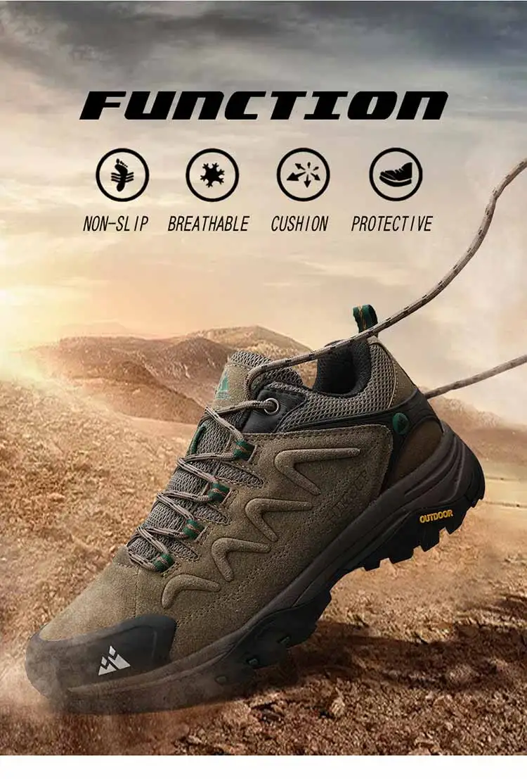 Description Picture 5 of itemHIKEUP Leather Men's Outdoor Hiking Shoes Tourist Trekking Sneakers Mountain Climbing Trail Jogging Shoes For Men Factory Outlet